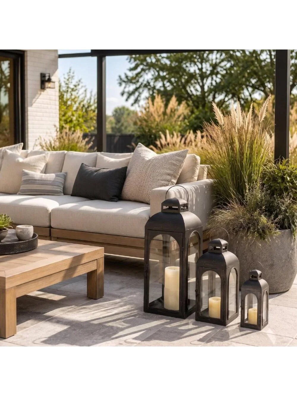 Set of 3 Decorative Metal Lanterns for Indoor & Outdoor Use - 26